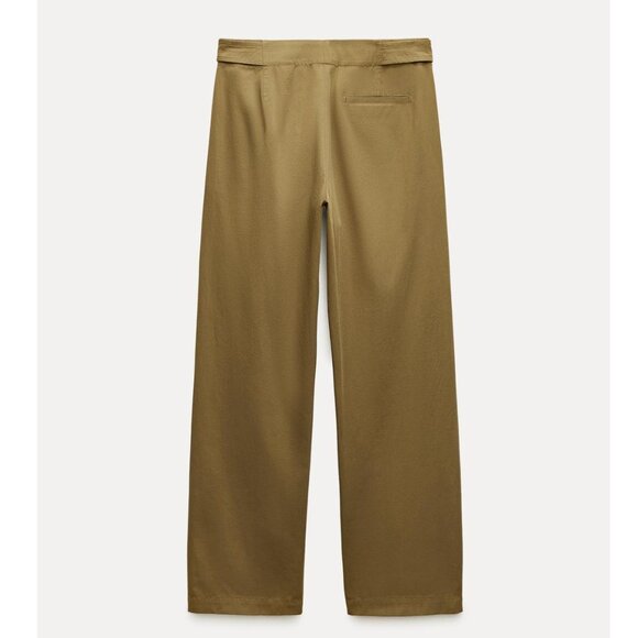 NWT ZARA ZW COLLECTION KAMARLI WIDE-LEG Pant Olive Green Large Bloggers Fave - Picture 5 of 13